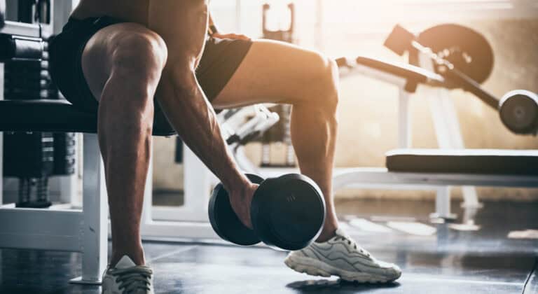 Man exercising in the sport gym